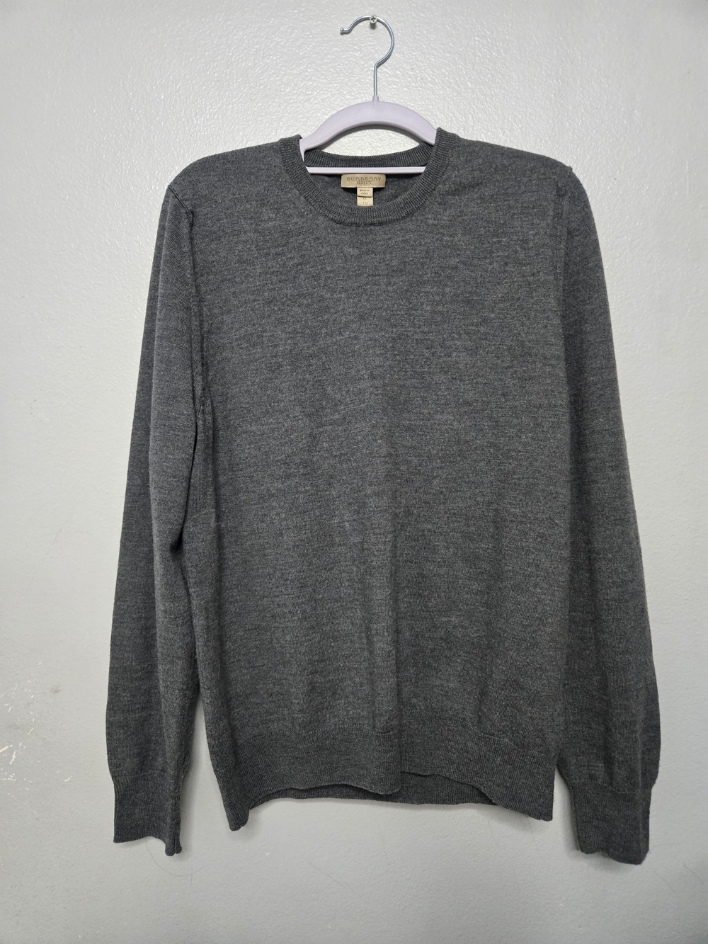 Burberry Brit  Men's Gray Crewneck Sweater - Wool Knit